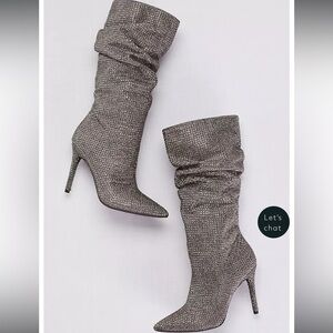 Women’s JESSICA SIMPSON Layzer tall slouchy grey rhinestone boots- Size 6.5